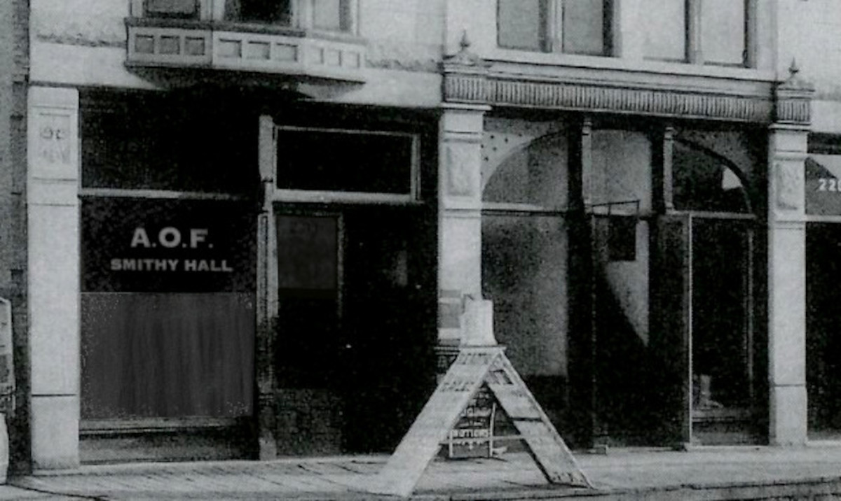[Image: AOF Ancient Order of Freesmiths Smithy Hall in the 20th century]