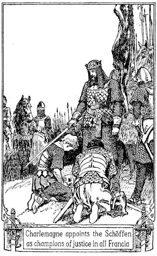[Image: Charlemagne establishes the scabini to crush outlawry in Francia]